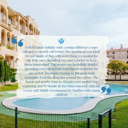 An amazing review from a family of 5, with a toddler and 10-month-old twins! ðŸŒŸ 

This fantastic family-friendly three-bedroom apartment is located in Alicante, Spain, just one street away from the beautiful sandy beach of Playa Muchavista! The ground-floor duplex apartment is set over two floors in a residential area, with access to a residentsâ€™ swimming pool and playgrounds. Perfect for families looking for a relaxing yet fun holiday!

ðŸ“Just 22 minutes from Alicante airport, this family-friendly apartment is ideally situated. While you can easily walk to the nearby family-friendly beach and restaurants, you can also hop in the car or take the tram to explore other popular beaches and areas in Alicante. Perfect for families wanting both convenience and adventure! 

ðŸ’œ You can find the link in our Spain highlight âœ¨

#FamilyHoliday #HolidayTots #Alicante #Toddlerholiday #twins #twinsofinstagram